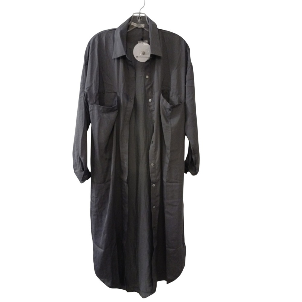NEW Revolve Toby Heart Ginger Long Shirt Dress M Khaki Green Boho Pockets Lagen